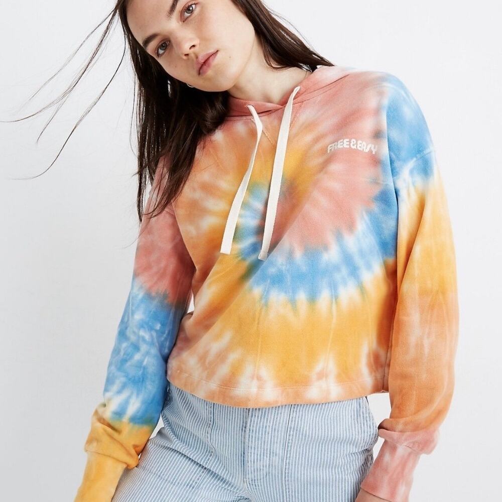 Madewell x‎ Free & Easy Tie Dye Pullover Cropped Hoodie Women's XXS Casual Boho